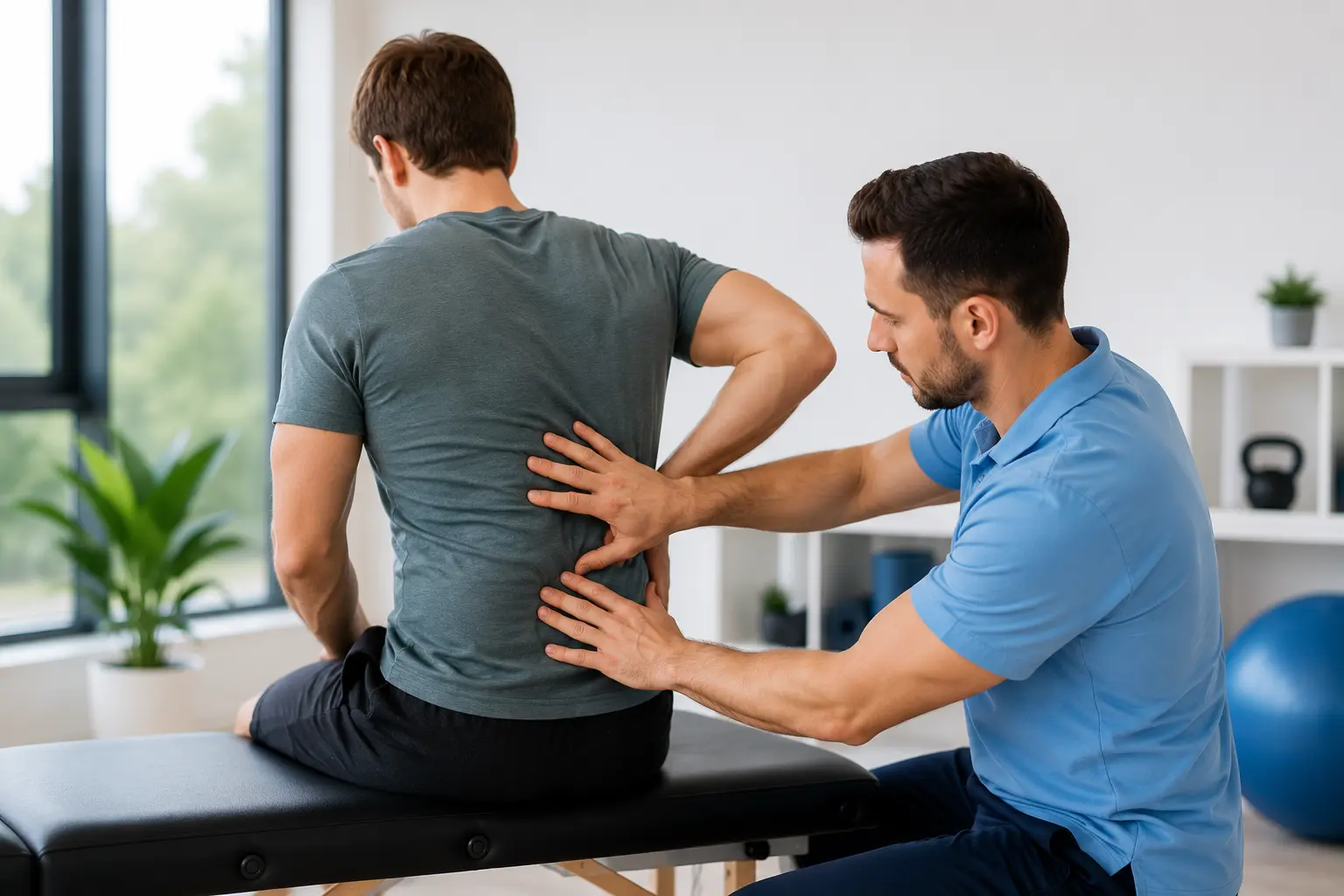 Physiotherapy session for lower back pain